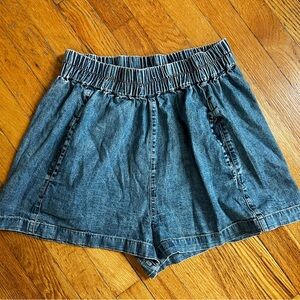 Free People Chambray Denim Blue pull on Women's Shorts S